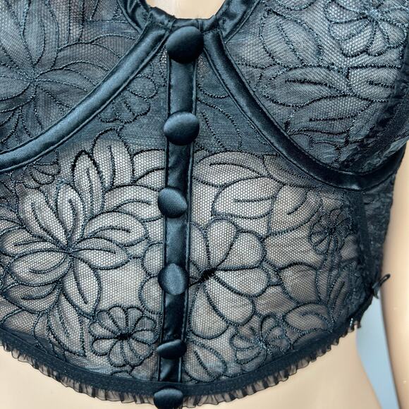 For love & lemons New Longline Emilia black lace bustier size 34DD - Picture 10 of 11